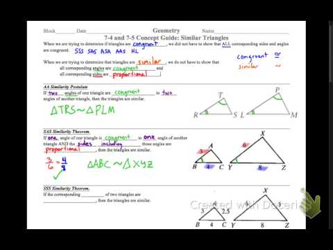 geometry 7-4/7-5 concept guide: similar triangles