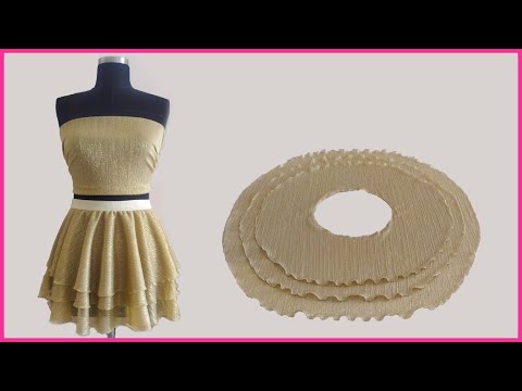 Easy 3 Layers Ruffle Mini Skirt Pattern, Cutting & Sewing