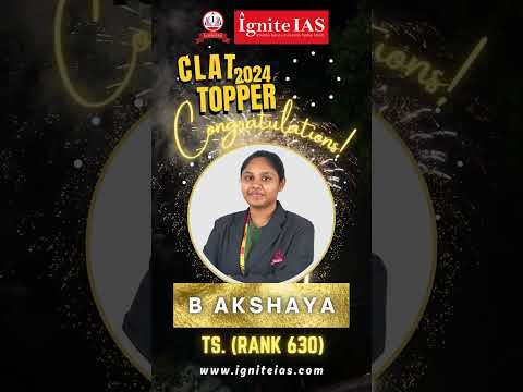 Congratulations to CLAT 2024 Topper B Akshaya 🥳 | CLAT 2024 | #clat #clat2024 #shorts#igniteias