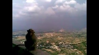 Cloudy surround view from Sholinghur Laxmi Narasimhar temple hill top..