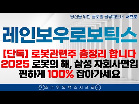 [ 레인보우로보틱스 주가전망 ] 로봇주 로봇관련주 이제 시작입니다 삼성자회사 편입 상한가 축제가 시작된다