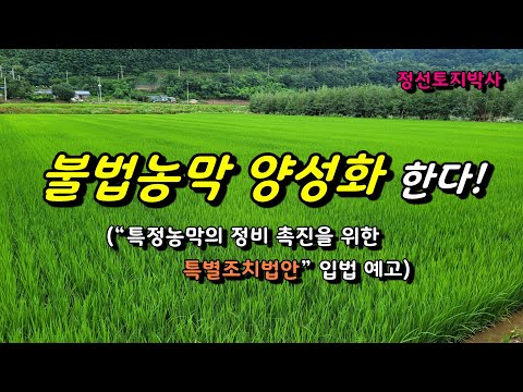 불법농막 양성화한다|정선토지박사