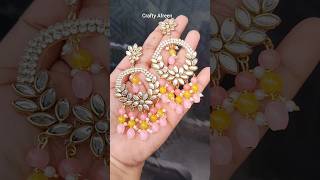 beautiful kundan earrings tutorial 😱😍#trending #shortsfeed #diyearings #viralshorts #craftyafreen