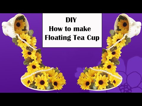 DIY How to make Floating Tea Cup l l Easy and Beautiful Showpiece l l