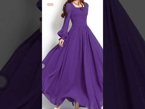 Elegant Plain Fabric Full Sleeve Designer Maxi Dresses/New Trendy Designs