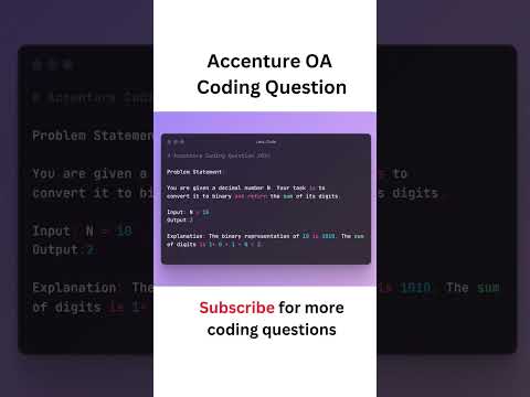 Accenture OA Coding Questions #accenture #coding