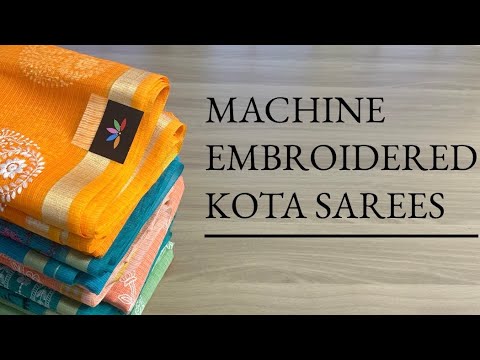 Machine Embroidered Kota Sarees | Shop on www.fabk.in #fabksarees