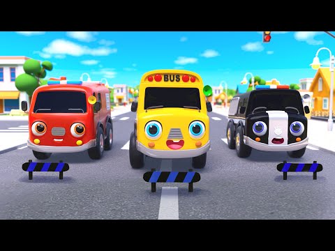 Wheels On The Bus Go To Town | Fly Over The Barrier | Nursery Rhymes & Kids Songs - Baby Car Songs