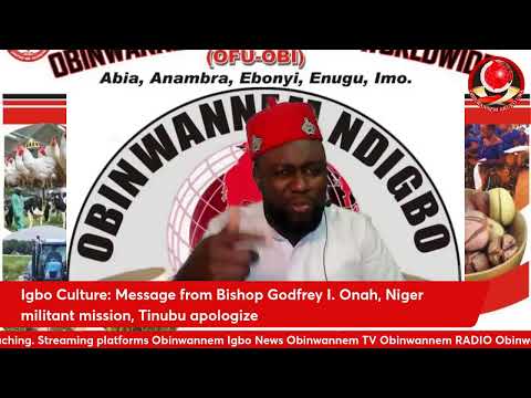 Igbo Culture: Message from Bishop Godfrey I. Onah, Niger militant mission, Tinubu apologize