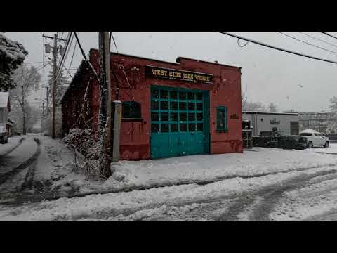 (4k) video # 140 Spring Winter Storm Walk About Saratoga Springs NY RJWheatonJr April 4th 2024