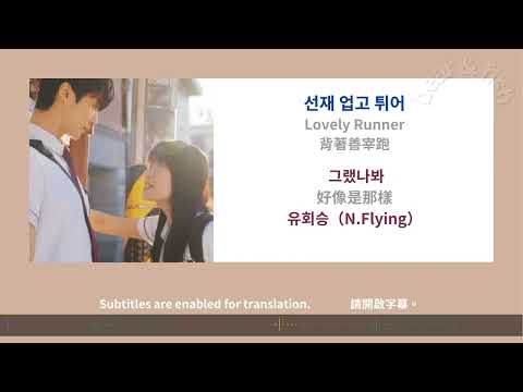 [ lyrics/字幕 ] 그랬나봐 好像是那樣 - 유회승（N.Flying）- 背著善宰跑 선재 업고 튀어 Lovely Runner