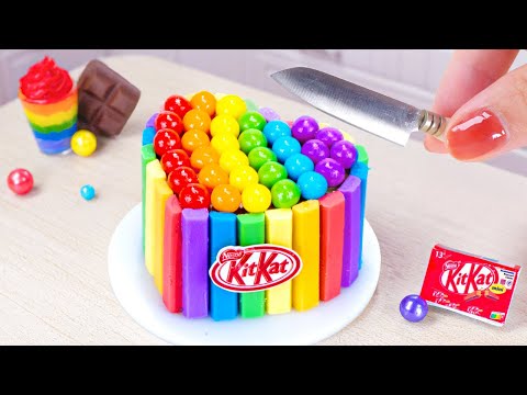 Rainbow KITKAT Cake Decorating 🌈 Sweet Miniature Rainbow Cake Recipe Idea 😋