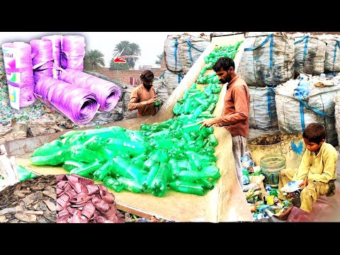 How Million Waste Plastic Bottle Convert into Plastic Rope Roll & Rubber Slippers in Mass Production