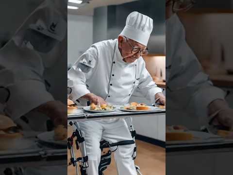 The Inspiring Story of the Elderly Chef Cooking with an Exoskeleton!🧑‍🍳🔥#ExoskeletonChef#Chef#Effort