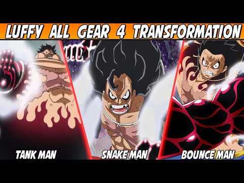 One Piece Luffy All Gear 4 Transformation Bounce Man, Tank Man and Snake Man