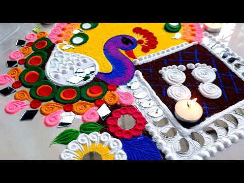 Diwali rangoli l navratri rangoli l mirrors rangoli l dhanteras rangoli l lakshmi pujan rangoli