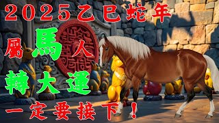 屬馬人轉大運！2025乙巳蛇年，生肖馬迎來大運之年！屬馬人千萬要注意！#十二生肖 #風水 #健康運勢 #生肖 #生肖運勢 #運勢 #財運 #正能量 #2025年 #2025年運勢