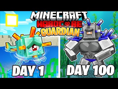 I Survived 100 DAYS as a GUARDIAN in HARDCORE Minecraft!