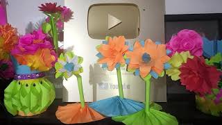 Paper Flower with Stand | Room Decoration with Paper Flowers