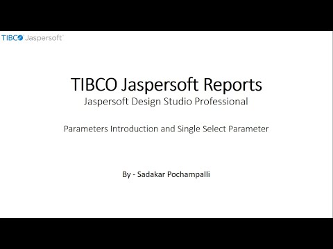 019 | BI - Jaspersoft Reports | Parameters & Single Select Parameter in Jaspersoft Design Studio