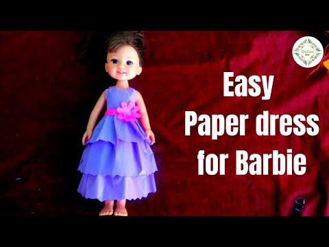 Easy paper dress   #diy #onlineart #papercraft #kidscraft #origami #craft #doll #dolldress #barbie