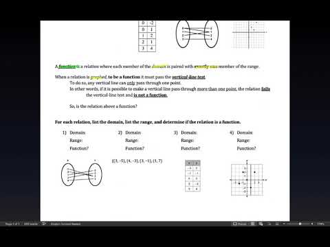 Pre-Algebra: 8-1 Concept Guide: Relations and Functions