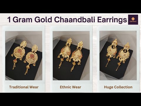 One Gram Gold Plated Chandbali Jhumka Earrings Online Shopping - 1 Gram Gold Earrings with Price