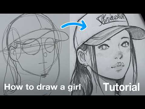 How to draw a girl wearing a cap for beginners (step by step)