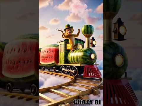 Monkey Takes the Wheel 🚂🍉 | Magical Watermelon Train Adventure! | #shorts #viralvideo  #funny