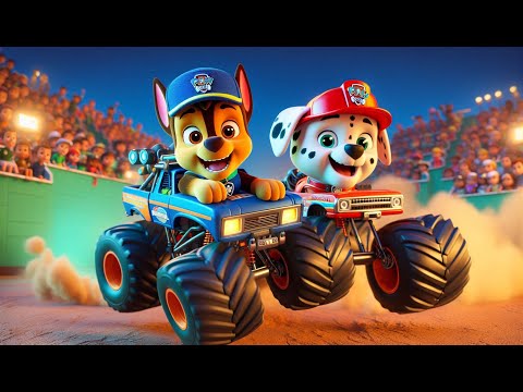 Paw Patrol Ultimate Rescue | CHASE x MARSHALL monster truck racing?! Very Funny Story | Rainbow 3