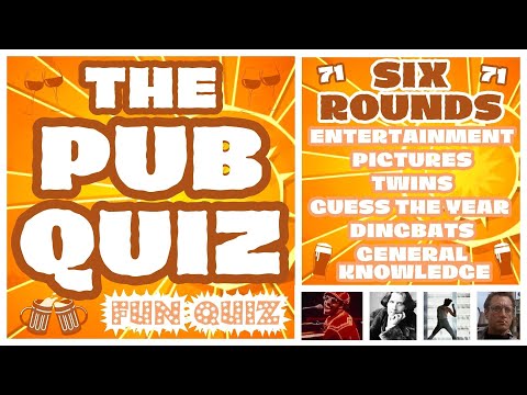 Pub Quiz No71 - 6 Different Rounds - 36 Questions & Answers - 62 Points to Win. trivia/quiz Fun Quiz