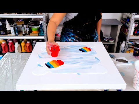 🤩 This Worked SO Well! - Rainbow Clouds! Soft and Subtle with NO Swipe Activator! - Acrylic Pouring