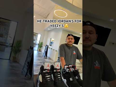 Customer trades his Jordan’s for Yeezy’s! 👀🔥 #shorts #sneakers #sneakerhead #reseller #trade