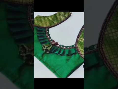 green colour blouse designs