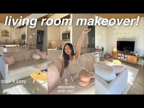 LIVING ROOM MAKEOVER! ✨ decorating, cleaning, etc! aesthetic & cozy