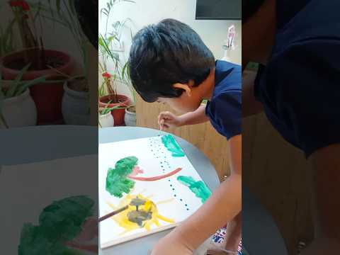 my first painting 🎨🖌️ | Easy painting for kids | easy drawing #shorts #ytshorts #kidspaintingideas