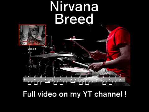 Nirvana - Breed - Drum cover (with scrolling drum score) #drumcover #drumscore #nirvana