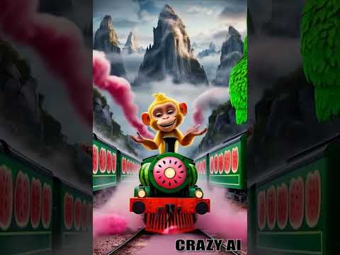 Hijacked by a Monkey 🚂🍉 | Magical Watermelon Train Fun! || #shorts #viralvideo  #funny #crazyai