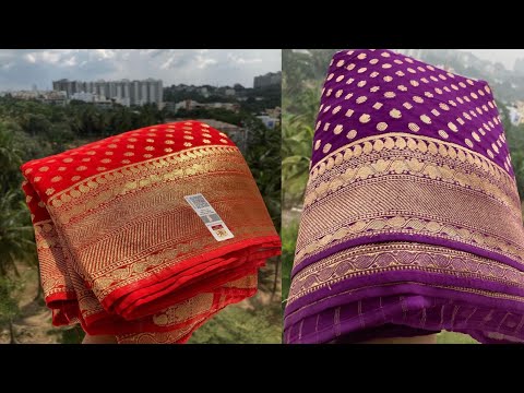 Banarsi semi georgette | tissu zari Tanchui saree