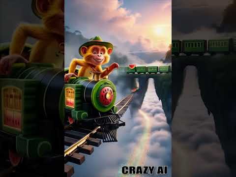 Watermelon Train Magic 🚂🍉 | Monkey on the Loose! || #shorts #viralvideo  #funny #crazyai