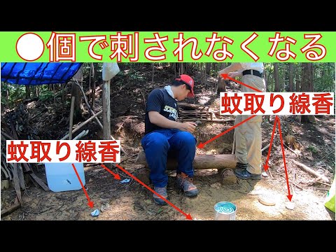 山の中で　蚊取り線香を　蚊が居なくなるまで　置き続ける