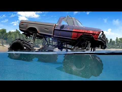 Driving a MONSTER TRUCK through a LAKE! - Snowrunner