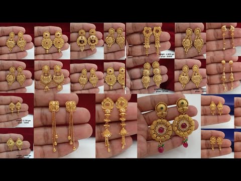 new trendy stylish gold earrings designs 2024 with weight & price || latest gold earrings designs ||