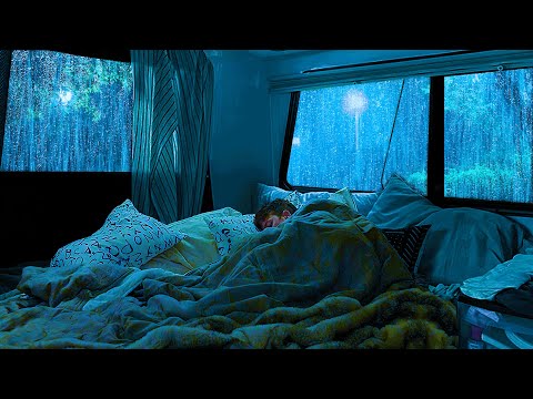 Goodbye Stress in 3 Minutes to Deep Sleep with Sounds Rain and Thunder on Window Cozy Car at Night