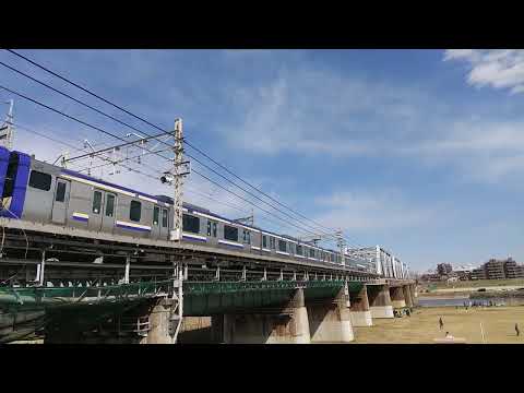 横須賀線 E235系1000番台多摩川橋梁ジョイント音通過