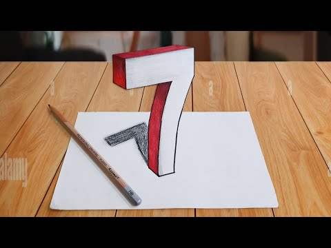 3D Drawing of Number 7 | Easy step by step | Number 7 | How to Draw