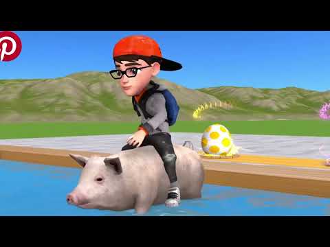 Scary teacher 3D animation game with cow elephant deer duck in water cartoon | Cartoon 3d game video