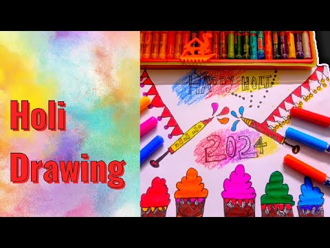 Holi drawing 2024: Holi ki drawing:New trending Holi drawing