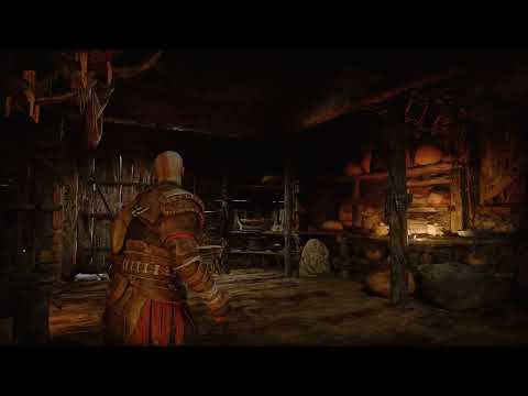 God Of War Ragnarök - Cabin Interior Storm Ambiance (thunder, hearth, creaking, chimes)