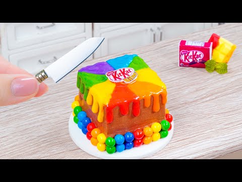 Satisfying Video | Miniature RAINBOW Chocolate Cake 🌈; Rainbow KITKAT Chocolate  | Tiny Cakes